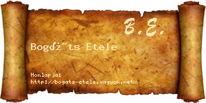 Bogáts Etele névjegykártya